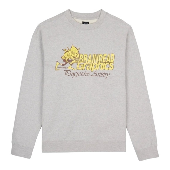 Brain Dead PROGRESSIVE ARTISTRY CREWNECK SWEATSHIRT - HEATHER GREY Size M - Picture 1 of 8